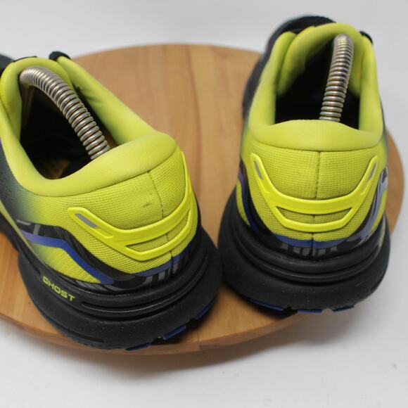 Brooks Shoes Mens 9 Ghost 15 Running Sneakers Black Yellow Comfort Athleisure - Picture 7 of 12